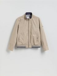 Kurtka bomberka ze stójką - beżowy. Brązowe kurtki Reserved, l, bez wzorów, z bawełny, bez kaptura. Za 159.99 zł.