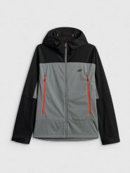 4F Kurtka softshell wiatroodporna membrana 8000 męska - czarna L. Czarne kurtki 4F, l, bez wzorów, ze skóry, bez kaptura. Za 399.99 zł.