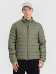 4F Kurtka puchowa z wypełnieniem syntetycznym męska - khaki M. Brązowe kurtki 4F, m, bez wzorów, z dzianiny, bez kaptura. Za 279.99 zł.