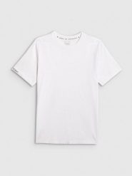 4F T-shirt regular gładki męski - biały M. Białe t-shirty 4F, m, bez wzorów, z bawełny, bez kołnierzyka, bez ramiączek. Za 59.99 zł.