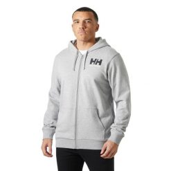 Bluza z kapturem z pełnym zamkiem błyskawicznym Helly Hansen Logo. Szare bluzy Helly Hansen, m, bez wzorów, z kapturem. Za 368.00 zł.