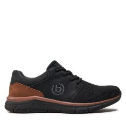 Półbuty Bugatti. Czarne eleganckie półbuty Bugatti, bez wzorów, bez obcasa, bez zapięcia. Za 249.99 zł.