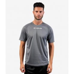 Koszulka piłkarska dla dorosłych Givova One. Szare t-shirty sportowe Givova, bez wzorów, bez ramiączek, do piłki nożnej. Za 35.00 zł.