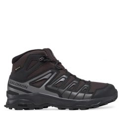 Trekkingi Salomon. Szare botki sznurowane Salomon, bez wzorów, z gore-texu, bez obcasa, bez zapięcia. Za 619.99 zł.