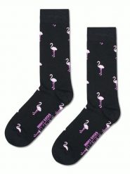 Happy Socks Skarpety "Famingo" w kolorze czarno-jasnoróżowym rozmiar: 36-40. Czarne skarpety Happy Socks, bez wzorów, prążkowane. Za 29.95 zł.