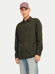 Jack&Jones Koszula Joshua 12258429 Zielony Slim Fit. Zielone koszule Jack&Jones, l, bez wzorów, z bawełny, bez kołnierzyka, bez ramiączek. Za 79.99 zł.