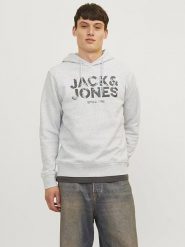 Jack & Jones Bluza "James" w kolorze jasnoszarym rozmiar: L. Szare bluzy Jack & Jones, l, bez wzorów, z kapturem. Za 84.01 zł.
