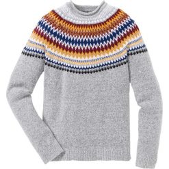 Sweter Regular Fit bonprix jasnoszary melanż wzorzysty. Swetry nierozpinane marki bonprix. Za 99.99 zł.