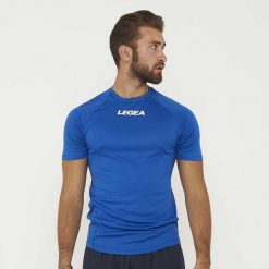 Koszulka multisportowa treningowa LIPSIA niebieska. Niebieskie t-shirty sportowe Legea, bez wzorów, bez ramiączek, na fitness i siłownię. Za 60.00 zł.