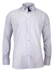 Męska, Taliowana Koszula Slim-Fit, Długi Rękaw - 100% BAWEŁNA- Liliowa. Koszule Chiao, m, bez wzorów, z bawełny, bez kołnierzyka, bez ramiączek. Za 169.00 zł.