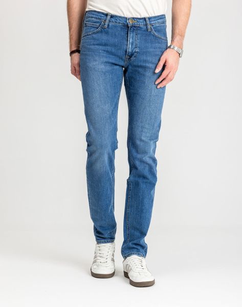 Męskie Spodnie Jeanoswe Lee Daren Zip Fly Dark Freeport L707PXGQ 112140688, W34 L32. Niebieskie spodnie materiałowe Lee, do pracy, l, bez wzorów, z bawełny, biznesowe, długie. Za 249.99 zł.