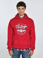 Bluza męska z kapturem z nadrukiem czerwona Luka 603. Czerwone bluzy z kapturem BIG STAR, l, bez wzorów, z dresówki, z kapturem. Za 249.99 zł.