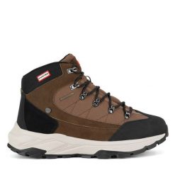 Trekkingi Hunter. Brązowe buty trekkingowe Hunter, bez wzorów, bez zapięcia. Za 399.99 zł.
