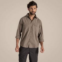 Koszula turystyczna męska Craghoppers Kiwi LS Shirt. Szare koszule Craghoppers, m, bez wzorów, bez kołnierzyka, bez ramiączek. Za 276.10 zł.