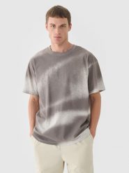 4F T-shirt oversize z nadrukiem męski - biały L. Białe t-shirty 4F, l, bez wzorów, z bawełny, bez kołnierzyka, bez ramiączek. W wyprzedaży za 39.99 zł.