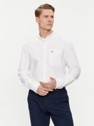 Tommy Jeans Koszula Oxford DM0DM18335 Biały Regular Fit. Białe koszule Tommy Jeans, l, bez wzorów, z bawełny, bez kołnierzyka, bez ramiączek. Za 209.99 zł.
