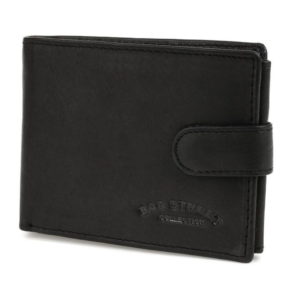 Czarny Bag Street Portfel Skórzany Męski Poziomy Na Karty 883. Czarne portfele bez wzorów, ze skóry. Za 43.99 zł.