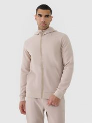 4F Bluza dresowa rozpinana z kapturem męska - beżowa M. Brązowe bluzy z kapturem 4F, m, bez wzorów, z bawełny, z kapturem. W wyprzedaży za 99.99 zł.
