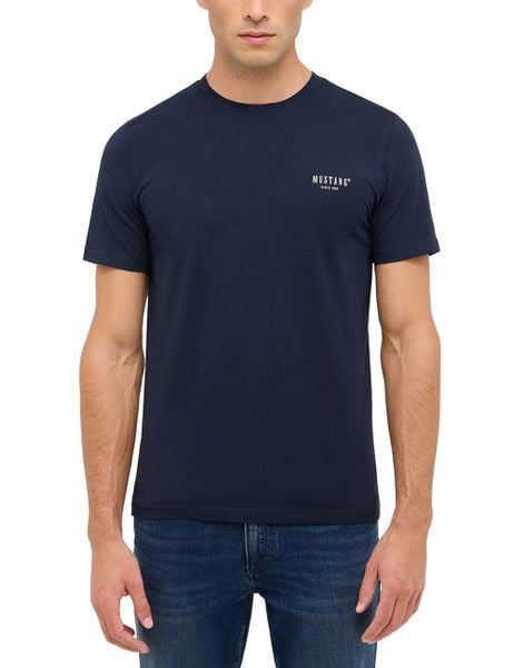 Męski T-Shirt Mustang Style Austin Dark Sapphire 1017134 4136. Niebieskie t-shirty Mustang, m, bez wzorów, bez kołnierzyka, bez ramiączek. Za 69.99 zł.