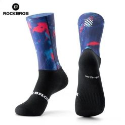 Skarpety rowerowe, kolarskie, sportowe kompresyjne do połowy łydki ROCKBROS. Czarne skarpetki sportowe ROCKBROS, bez wzorów, z materiału. Za 59.99 zł.