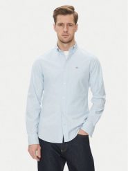 Gant Koszula Oxford 3230115 Błękitny Slim Fit. Niebieskie koszule GANT, m, bez wzorów, z bawełny, bez kołnierzyka, bez ramiączek. Za 459.99 zł.