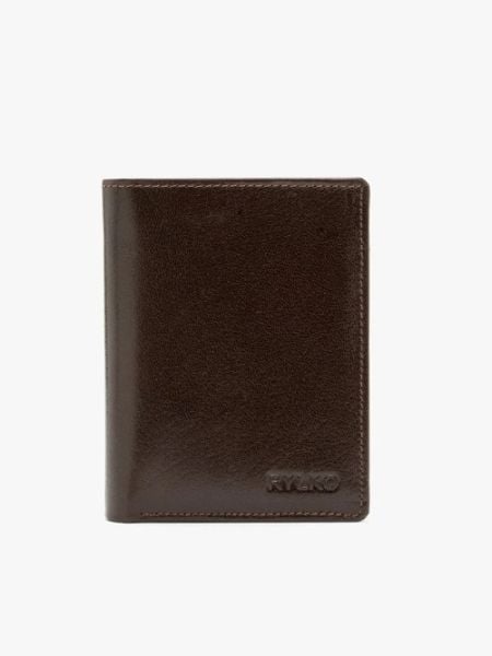 Ciemnobrązowy portfel męski. Brązowe portfele Ryłko, bez wzorów, ze skóry. Za 149.99 zł.