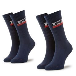 Zestaw 2 par wysokich skarpet męskich Levi's®. Niebieskie skarpety bez wzorów. Za 29.99 zł.