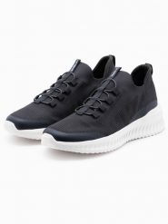 Męskie buty sneakersy wsuwane wykonane z lekkich materiałów - grafitowe V1 - Rozmiar: 43. Szare buty sportowe casual Ombre Clothing, bez wzorów, z dzianiny, bez zapięcia. W wyprzedaży za 99.99 zł.