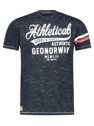 Geographical Norway Koszulka "Jortlab" w kolorze granatowym rozmiar: S. Niebieskie bezrękawniki Geographical Norway, s, bez wzorów, bez kołnierzyka, bez ramiączek. Za 48.28 zł.