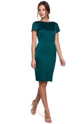 Zielona Elegancka Sukienka z Dekoltem Typu Woda. Zielone trapery MAKEOVER, z elastanu, bez zapięcia. Za 219.90 zł.