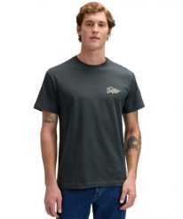 MESKA KOSZULKA LEE FLAG TEE WASHED BLACK 112376473. Czarne t-shirty Lee, l, bez wzorów, bez kołnierzyka, bez ramiączek. Za 79.99 zł.