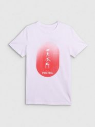 4F Koszulka kibica męska - biała XXL. Białe t-shirty sportowe 4F, bez wzorów, z bawełny, bez ramiączek. Za 79.99 zł.