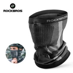 Komin maska na twarz Rockbros wiatroodporna anty UV oddychająca. Szare szaliki ROCKBROS, bez wzorów, z dzianiny. Za 35.99 zł.