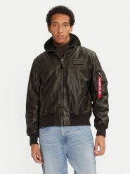 Alpha Industries Kurtka z imitacji skóry 123106 Czarny Regular Fit. Czarne kurtki Alpha Industries, l, bez wzorów, ze skóry, bez kaptura. Za 755.00 zł.