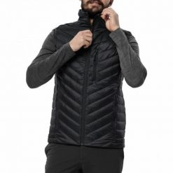 Kamizelka męska sportowa Jack Wolfskin PASSAMANI DOWN VEST. Czarne kamizelki sportowe Jack Wolfskin, l, bez wzorów, z materiału, bez kaptura, trekkingowe. Za 429.00 zł.