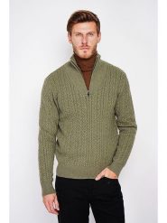 C& Jo Sweter w kolorze khaki rozmiar: 50. Brązowe swetry nierozpinane C& Jo, bez wzorów, ze splotem, bez kołnierzyka, bez ramiączek. Za 162.87 zł.