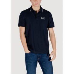 Polo z krótkim rękawem Mężczyzna EA7. Niebieskie koszulki polo EA7, m, bez wzorów, z bawełny, bez kołnierzyka, bez ramiączek. Za 382.45 zł.