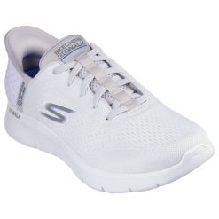 Męskie GO WALK FLEX NEW WORLD Slip-On Biały / szary. Białe buty sportowe casual Skechers, bez wzorów, z materiału, bez zapięcia. Za 476.00 zł.