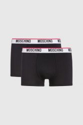 MOSCHINO Męskie czarne bokserki Underwear 2PACK. Czarne bokserki MOSCHINO, m, bez wzorów, z bawełny. W wyprzedaży za 129.99 zł.