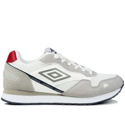 Buty męskie sportowe do chodzenia Umbro ABRAM LTX. Białe buty do biegania Umbro, bez wzorów, bez zapięcia, trekkingowe. W wyprzedaży za 149.00 zł.