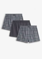 Luźne bokserki (3 szt.). Szare bokserki bonprix, m, bez wzorów. Za 79.99 zł.