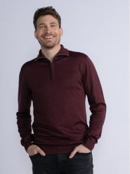 Petrol Industries Sweter M-3030-KWC207 Bordowy Slim Fit. Czerwone swetry rozpinane Petrol Industries, m, bez wzorów, z wiskozy, bez kołnierzyka, bez ramiączek. Za 169.99 zł.