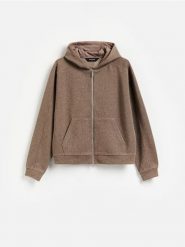Rozpinana bluza z kapturem - brązowy. Brązowe bluzy z kapturem Reserved, l, bez wzorów, z bawełny, z kapturem. Za 129.99 zł.