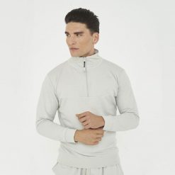 Bluza sportowa z bawełny F CLUB jasnoszara z 1/4 zamkiem. Szare bluzy bez kaptura Legea, s, bez wzorów, z bawełny, bez kaptura. Za 100.00 zł.