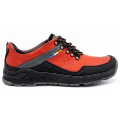 Olivier Męskie buty trekkingowe skórzane 292GT czerwone. Czerwone trekkingi bez wzorów, z jeansu, bez zapięcia. Za 319.69 zł.