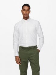 Only & Sons Koszula Neil 22019669 Biały Slim Fit. Białe koszule Only & Sons, m, bez wzorów, z bawełny, bez kołnierzyka, bez ramiączek. Za 59.99 zł.