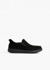 Wsuwane sneakersy marki Skechers. Czarne buty sportowe casual bonprix, bez wzorów, bez zapięcia. Za 249.99 zł.