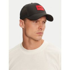 Czapka z daszkiem HUGO. Czarne czapki z daszkiem Hugo, bez wzorów. Za 199.99 zł.