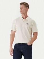 Calvin Klein Jeans Polo Easy Monologo LV04RF209G Beżowy Regular Fit. Brązowe koszulki polo Calvin Klein Jeans, m, bez wzorów, z bawełny, bez kołnierzyka, bez ramiączek. Za 329.99 zł.