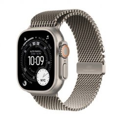 Zegarek Apple Watch Ultra 3 (2025) 5G 49mm Koperta z naturalnego tytanu z naturalną tytanową pętlą Milanese S - naturalna. Zegarki smartwatch Apple, bez wzorów. Za 5,240.99 zł.